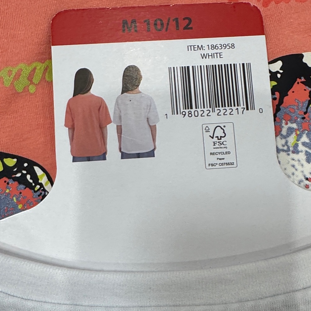 NWT Volcom 2pk Butterfly & Graphic Kids T-Shirts - Coral/White size youth M10/12 - Picture 6 of 7